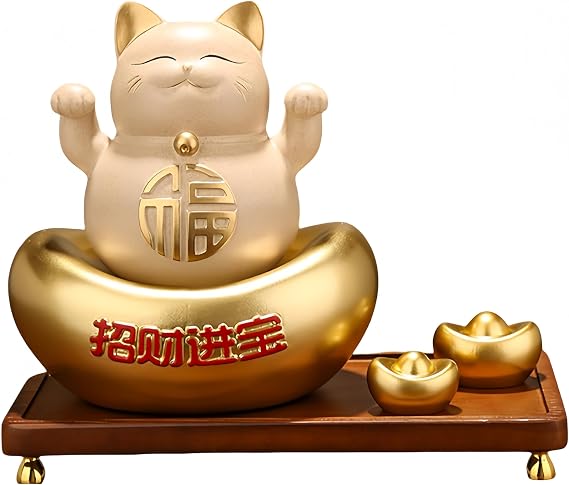 Resin Maneki Neko Statue Figure,Money Lucky Cat,Caishen Cat,Feng Shui