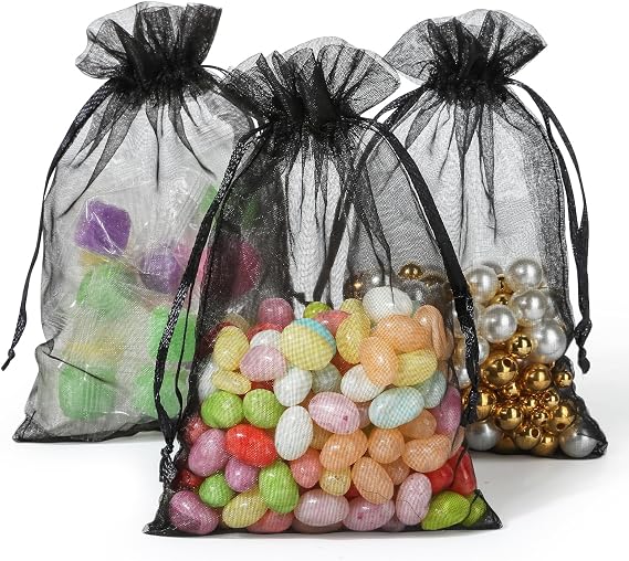 Hopttreely 50pcs Organza Bags - 4x4.72inch(10x12cm) Drawstring Jewelry Favor Pouches for Wedding, Party, Festival & Gift