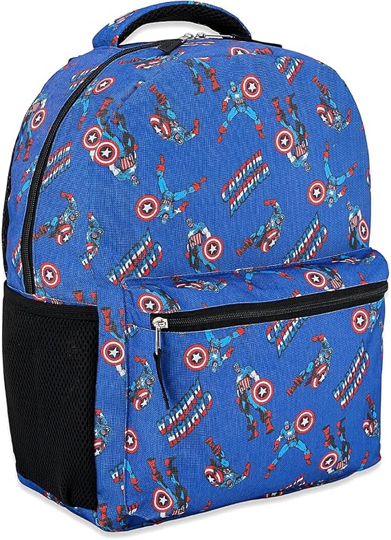 Marvel Comics Allover School Backpack - Avengers, Spiderman, Captain America, Iron Man, Hulk - Bookbag for Boys & Girls