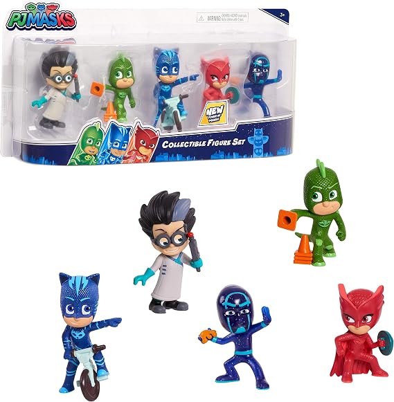 PJ Masks Collectible 5-Piece Figure Set, Includes Catboy, Owlette, Gekko, Romeo, and Night Ninja 3-inch Figures, Toys for Fans, Collectors, Boys, Kids, Ages 3 and Up