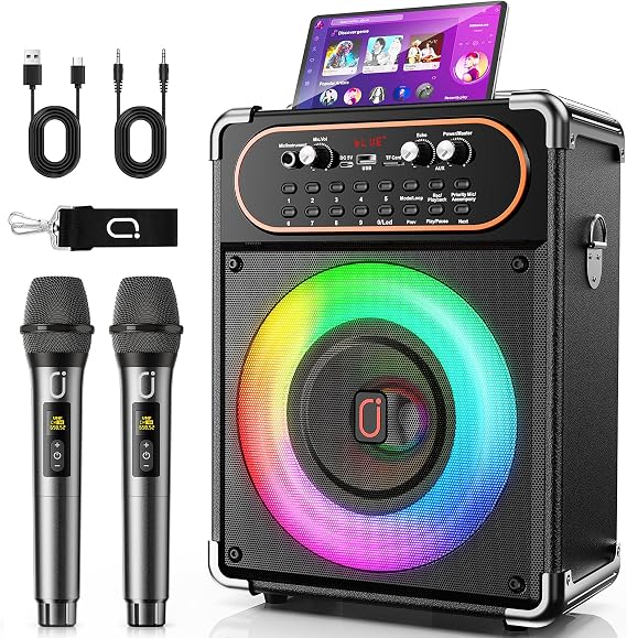 Karaoke Machine with 2 Zero Delay Mics for Adults, Karaoke Set for Parties