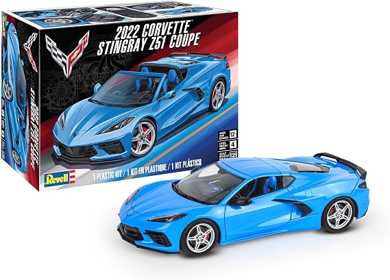 Revell 14556 2022 Corvette Stingray Z51 Coupe 1:25 Scale Model Building Kit | Model 14556, 1:25 scale, 142 parts, skill level 4, detailed 2022 Corvette Stingray Z51 Coupe model building kit for ages 12+