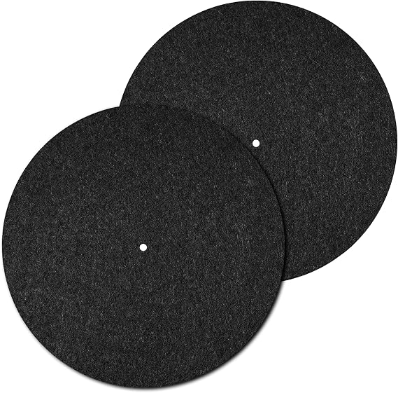 2 Pcs Record Player Mat, Turntable Platter Mat, 12 Inch 3mm Turntable Slipmat Wool Mat, Record Protective Mat, Anti-Slip & Anti-Static Felt Record Pad, Turntable Rubber Mat for Home Record Players