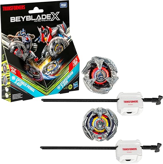 Beyblade X Transformers Collab Multipack, Optimus Primal 3-60F vs. Starscream 3-80N, Spinning Top Toys with Launchers for 8+ Year Old Kids, Battle Arena Required