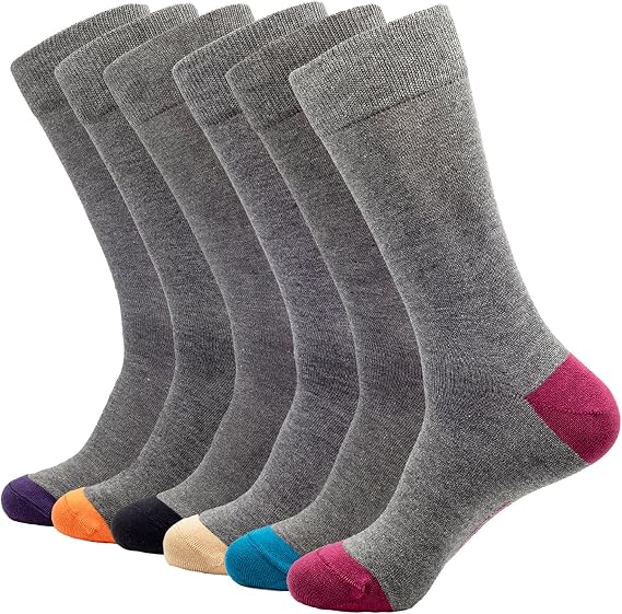 1SOCK2SOCK - Men's 6 Pack Bamboo Blend Thin Crew Socks - Super Soft, Breathable, and Colorful Dress Socks