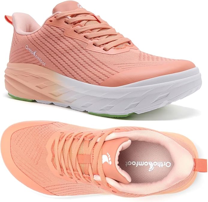OrthoComfoot Women's Orthopedic Diabetic Wide Running Shoes: Comfortable Casual Arch Support Plantar Fasciitis Fashion Sneakers, High Arch Work Tennis Walking Shoes