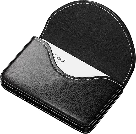 MaxGear Business Card Holder Case, PU Leather Business Card Case, Black