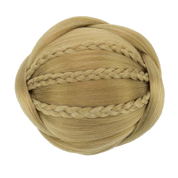 IMISSU Small Size Braided Chignon Dancer Hair Cover Donut Hairpieces Scrunchies Hair Bun Wig Updo Wedding Party for Women (M2 Ash Blonde)