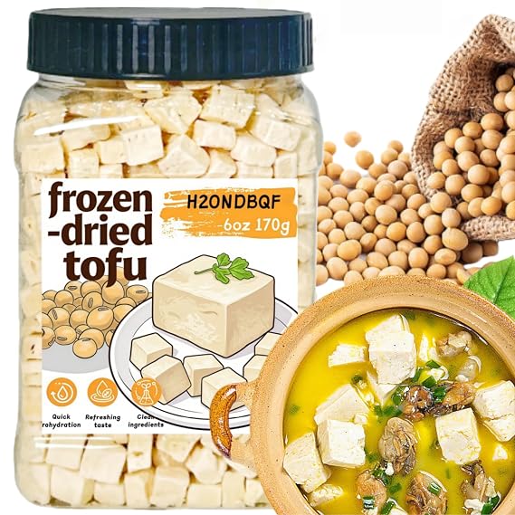 Freeze-Dried Tofu Cubes, Vegan Protein for Ramen, 6 oz | High-protein dehydrated tofu with a light, porous texture. Rehydrates quickly in hot broth. Great for soups, camping meals.