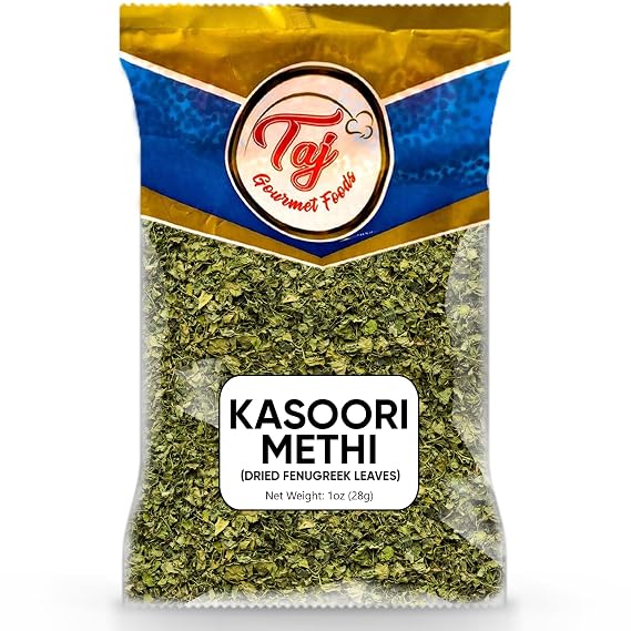 TAJ Kasoori Methi | 1oz (28g) | Dried Fenugreek Leaves | Indian Origin | GMO-Free All-Natural