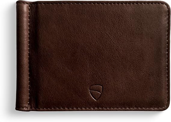 Vaultskin BROMPTON Slim Leather Money Clip RFID Wallet for Men (Brown)