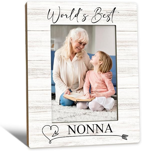 Nonna Gifts Picture Frame 5x7, Grandma Photo Frame, Christmas Mothers Day Birthday Gifts for Nonnas from Grandkids, World's Best Nonna Wooden Picture Photo Frames for Desk Home Room Decor