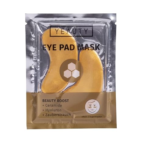 YEAUTY BEAUTY BOOST EYE PAD MASK die superweichen Augenpads mit dem luxuriösen Elixir aus Gold Ceramide Hyaluron und Zauberstrauch versorgt und glättet die Augenpartie 1x 2 Stück