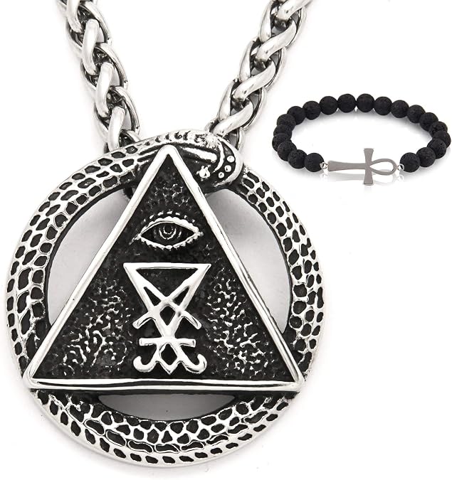 Sigil of Lucifer Necklace Satanism Symbol Pendant Stainless Steel Chain Evil Satan Jewelry Gift Men Women