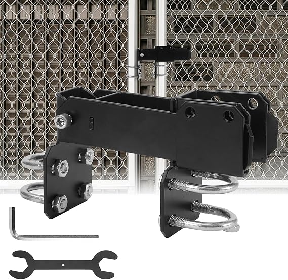 Chain Link Fence Double Gate Latch for 1-3/8" Gate Frame, Strong Arm Design Double Gate Latch for Metal Gate, Black