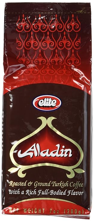 Elite Aladin Turkish Coffee Roasted & Ground, 7oz, Vacuum Packed