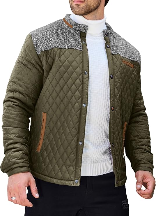 HYPESTFIT Men's Diamond Quilted Puffer Jacket