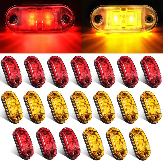 Tallew 20 Pcs 2.5 Inch LED Trailer Lights 2 Diode Waterproof Side Marker Clearance Lights for Truck Camper Signal Running Lamp Surface Mount Accessories Boat