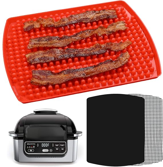 Air Fryer Reusable Liner Accessories for Ninja Foodi Grill 5-in-1 AG301, 4qt Ninja Foodi Accessories, Heat Resistant Liners, Food Safe, Easy Clean Silicone Mat by INFRAOVENS