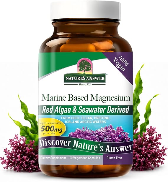 Nature's Answer Marine Based Magnesium 500mg - 90ct Veg Caps, Alcohol-Free