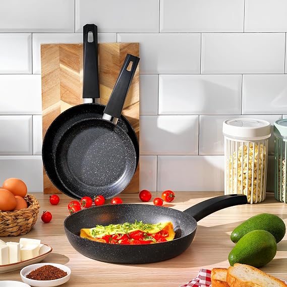 Schäfer Schafer Black Stone 3 lü Tava Seti 18Cm+22Cm+26Cm-Siyah