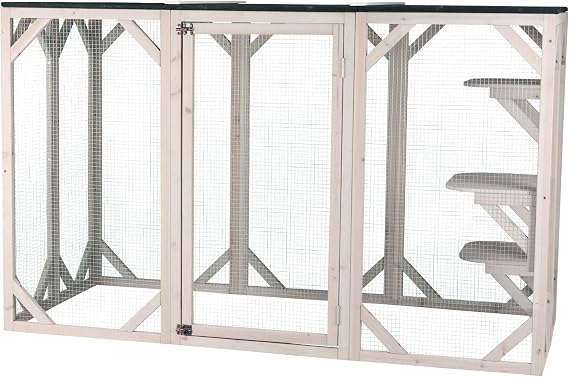 Trixie Catio Outdoor Cat Enclosure Large 32.3 x 70.9 x 44.1 in - Weatherproof Roof + 3 Lounging Platforms - Safe Playpen for Indoor Cats to Enjoy Fresh Air Outside - 1x Outdoor Cattery