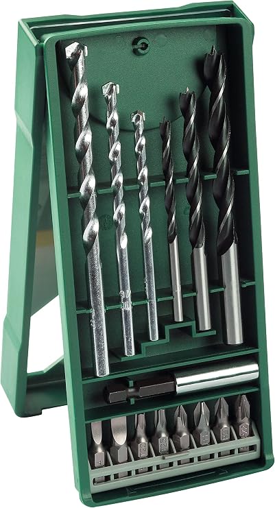 Bosch Professional Accessories Bosch Beton Matkap Ucu Ve Vidalama Seti, Yeşil, 15 Adet, Ahşap Delme Ucu: 4/6/8, Beton Delme Ucu: 5/6/8, Uzun Ömürlü Kullanım