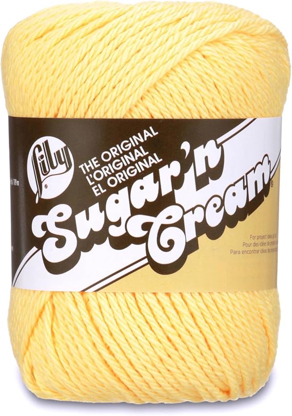 Lily Sugar 'N Cream The Original Solid Yarn, 2.5oz, Medium 4 Gauge, 100% Cotton - Yellow - Machine Wash & Dry