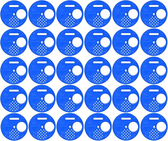 Gavigain 30PCS Bee Hive Nuc Box Entrance Gates,2.7in Beehive Entrance Disc Bee Nest Door Round Beehives Vents Beekeeping Equipment Beehive Tool for Swarm Traps and Horizontal Hives (Blue)
