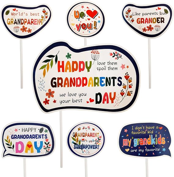 Happy Grandparents Day Party Supplies - Happy Grandparents Day Dessert Cupcake Toppers Party Favors - Grandma and Grandpa Party Decorations Cake and Cupcake Toppers- Set of 37