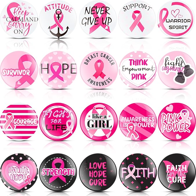 Huquary 100/200Pcs Breast Cancer Awareness Pins Ribbon Brooch Badge