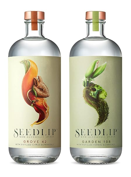 SEEDLIP Grove 42 & Garden 108 Bundle - Non-alcoholic Spirits | Citrus & Herbal | Calorie Free, Sugar Free | Non-alcoholic Cocktails | 23.7fl oz (700ml)