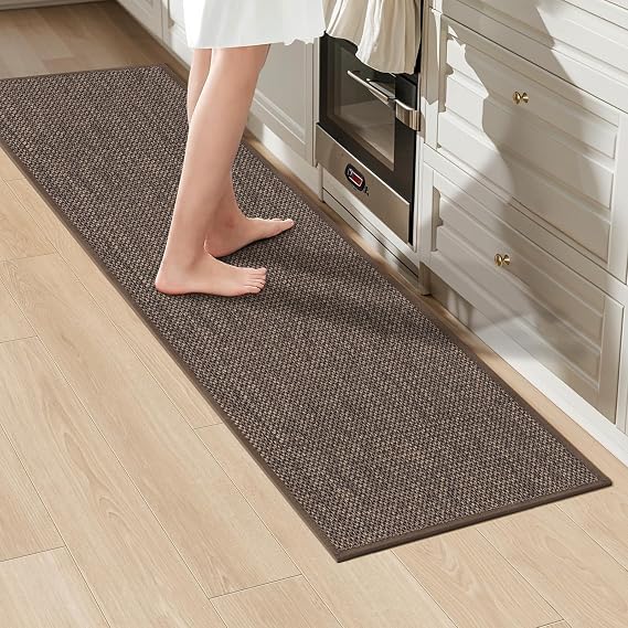 LEKEEPGO Kitchen Mats Non Slip Washable 43x150cm, Kitchen Runner Rug, Brown