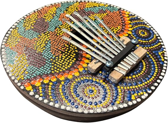 Kalimba Thumb Piano Mbira 7 keys Coconut Shell Musical Instrument Beginner Aboriginal Dot Design