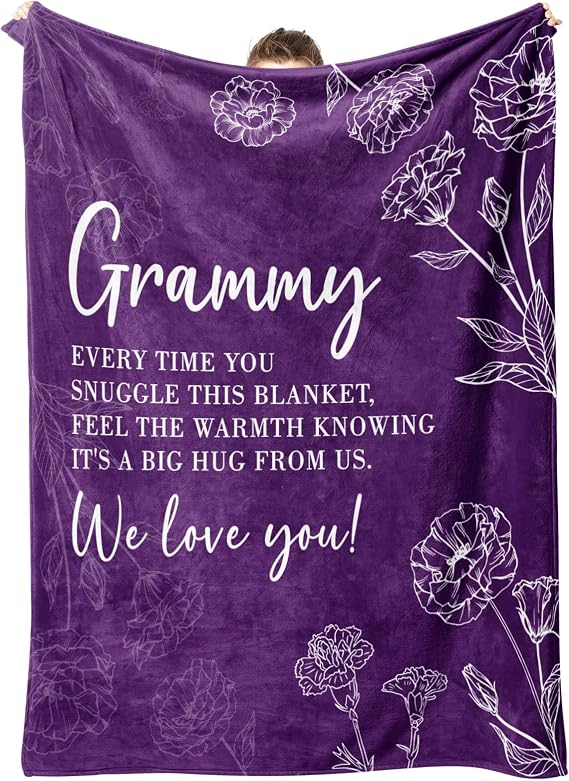 GiltGlimmer Grammy Gifts for Grandma, Grammy Floral Blanket 50" x 60"