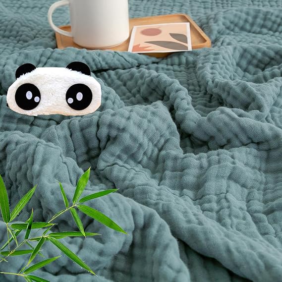 Muslin Blanket Muslin Blanket Adult Summer Gentle Musse-lin Dec-ke Summer Blanket Muslin Blanket Summer Adults Cotton Blanket 150 x 200 cm (Dark Green 105 x 105 cm)