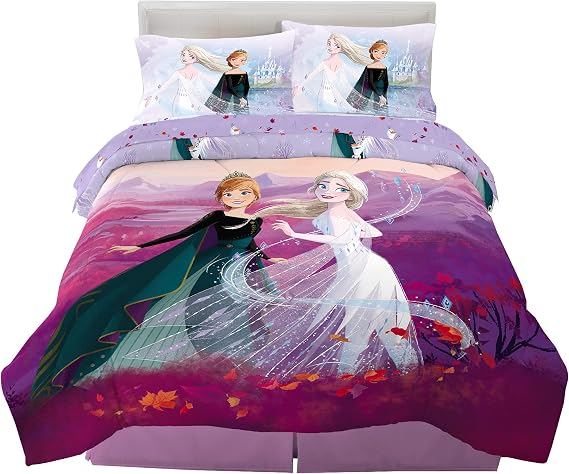 Disney Frozen 2 Kids Bedding Super Soft Comforter And Sheet Set, 5 Piece Full Size,#34;Official" Disney Product By Franco