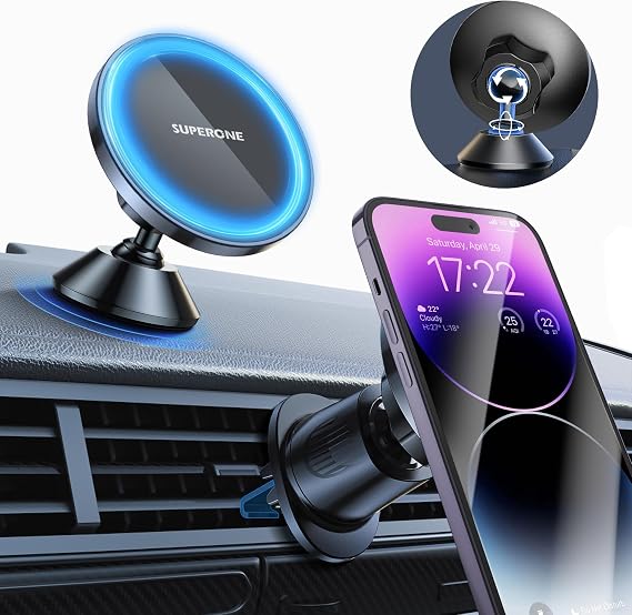 Dash+Vent Fits MagSafe Car Mount, [Strongest Magnets] Magnetic Phone Holder for Car, 2 in 1 Stable Dashboard & Air Vent Car Phone Mount for iPhone 16 15 14 13 12 Pro Max