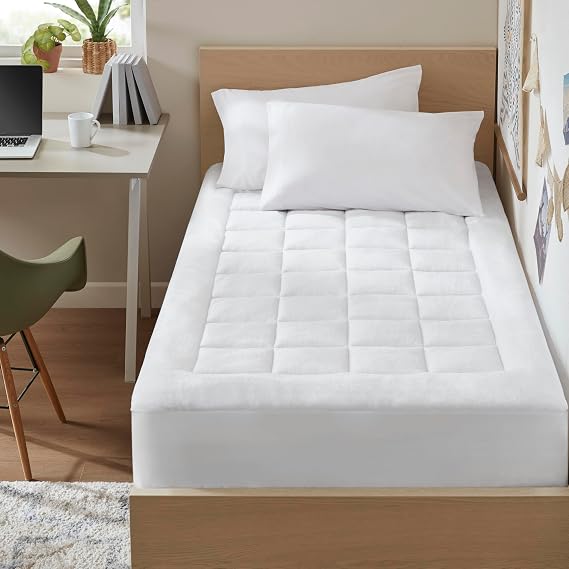 Madison Park Down Alternative Mattress Pad Waterproof Knit, Twin, White
