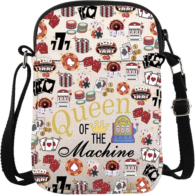 ZJXHPO Casino Cross Body Bag Casino Gambling Lover Gift Queen Of The Machine Messenger Bag Slot Gambling Gift