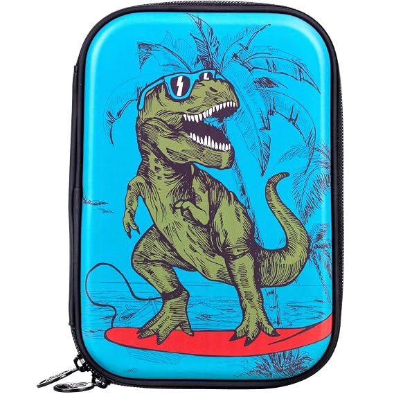 AGSDON Pencil Case for Boys, Cute Dinosaur Pencil Box, Kids School Supply Organizer Stationery Bag Zipper Pouch