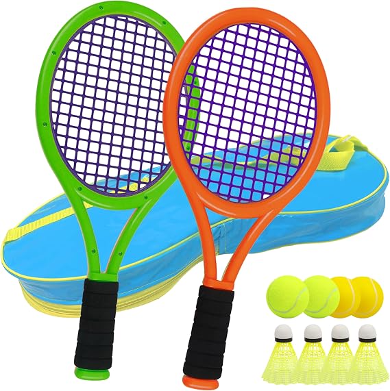 Kids Tennis Racket for Baby,Child and Kids Age 3~15,Toddler Tennis Racket Set Including 4 Shuttlecocks,2 Tennis Balls,2 Foam Balls and 1 Carrying Bag