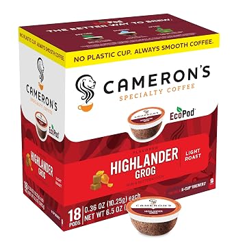 Camerons Coffee Single Serve Pods, Flavored, Highlander Grog, 18 Count Pack of 1