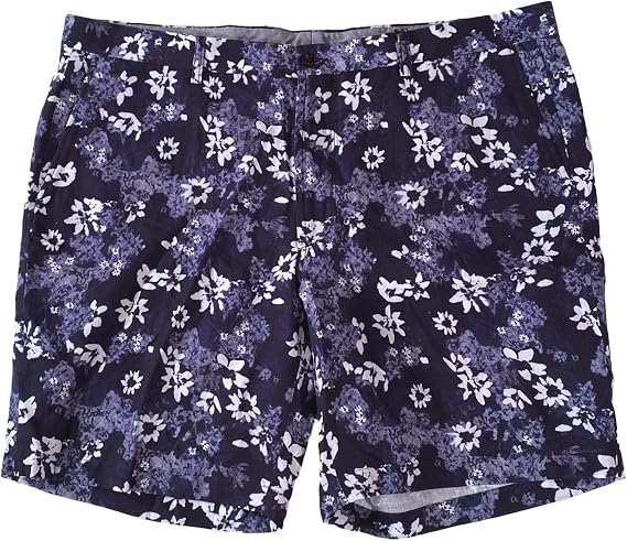 PETER MILLAR Collection Men's Floral Print Cotton/Linen Flat Front Shorts BARCHETTA Blue Size 40