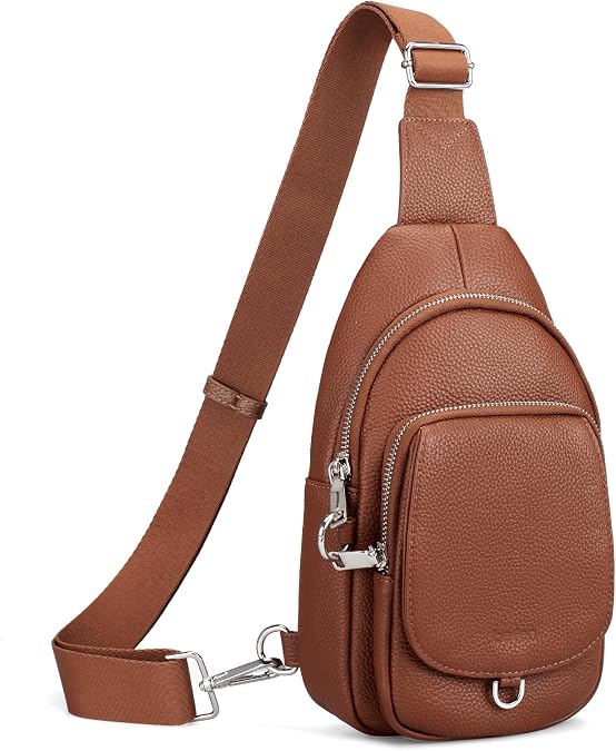 befen Anti Theft Genuine Leather Sling Bag for Women RFID Small Crossbody Bag Chest Bag Leather Fanny Packs for Travel