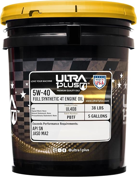 4T 5W-40 Full Synthetic Motorcycle Oil JASO MA2 API SN 5 Gallon Pail | Engineered for optimum clutch performance at start up acceleration  speed for wet or dry clutch
