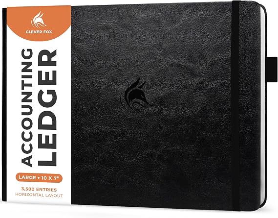 Clever Fox Accounting Ledger Book, Account Bookkeeping Log, Black
