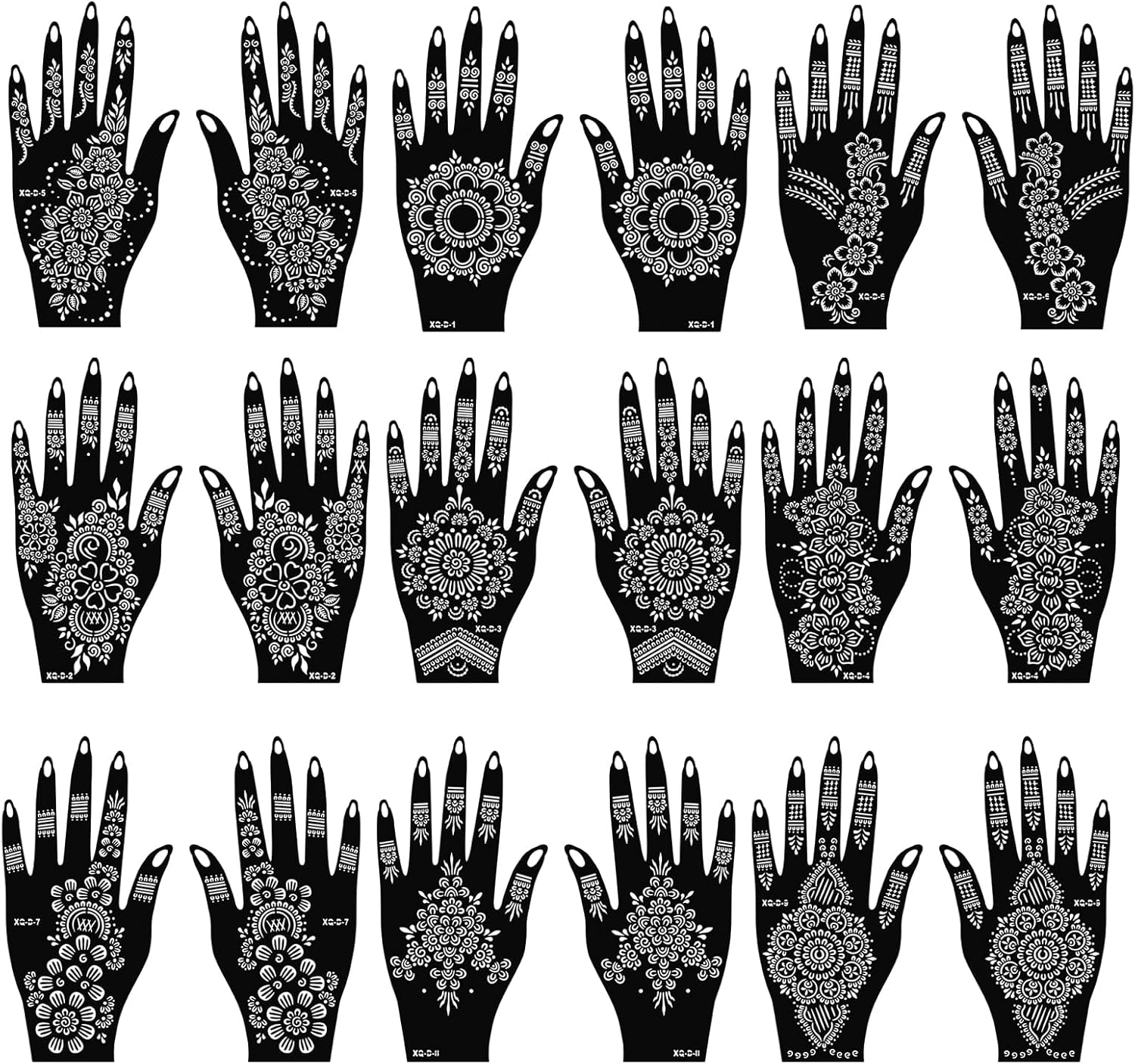 Henna Tattoo Stencils Kit, 18 Sheets Reusable Templates for Hand and Forearm