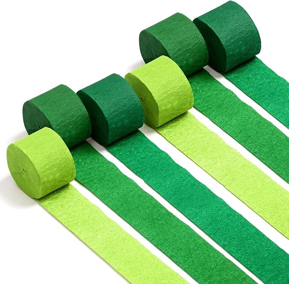 6 Rolls Green Streamer Green Crepe Paper Wide Paper Streamers Party Supplies for Wedding Birthday Party Decorations and DIY Craft Supplies 1.8 Inch 82 Ft/Roll