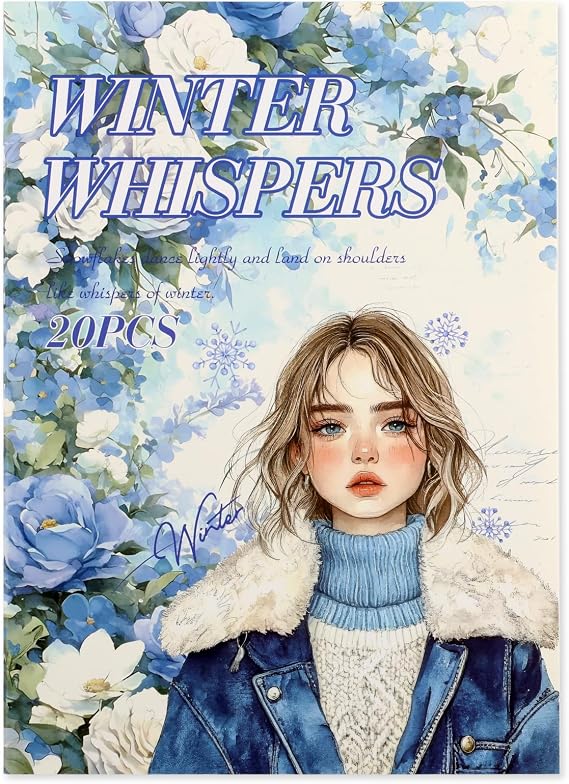 Winter Scrapbook Stickers 20 Sheets 240 Pre-Cut Washi Stickers for Journaling PET Transparent Book Sticker Decorative or DIY Paper Crafts, Arts and Crafting Projects